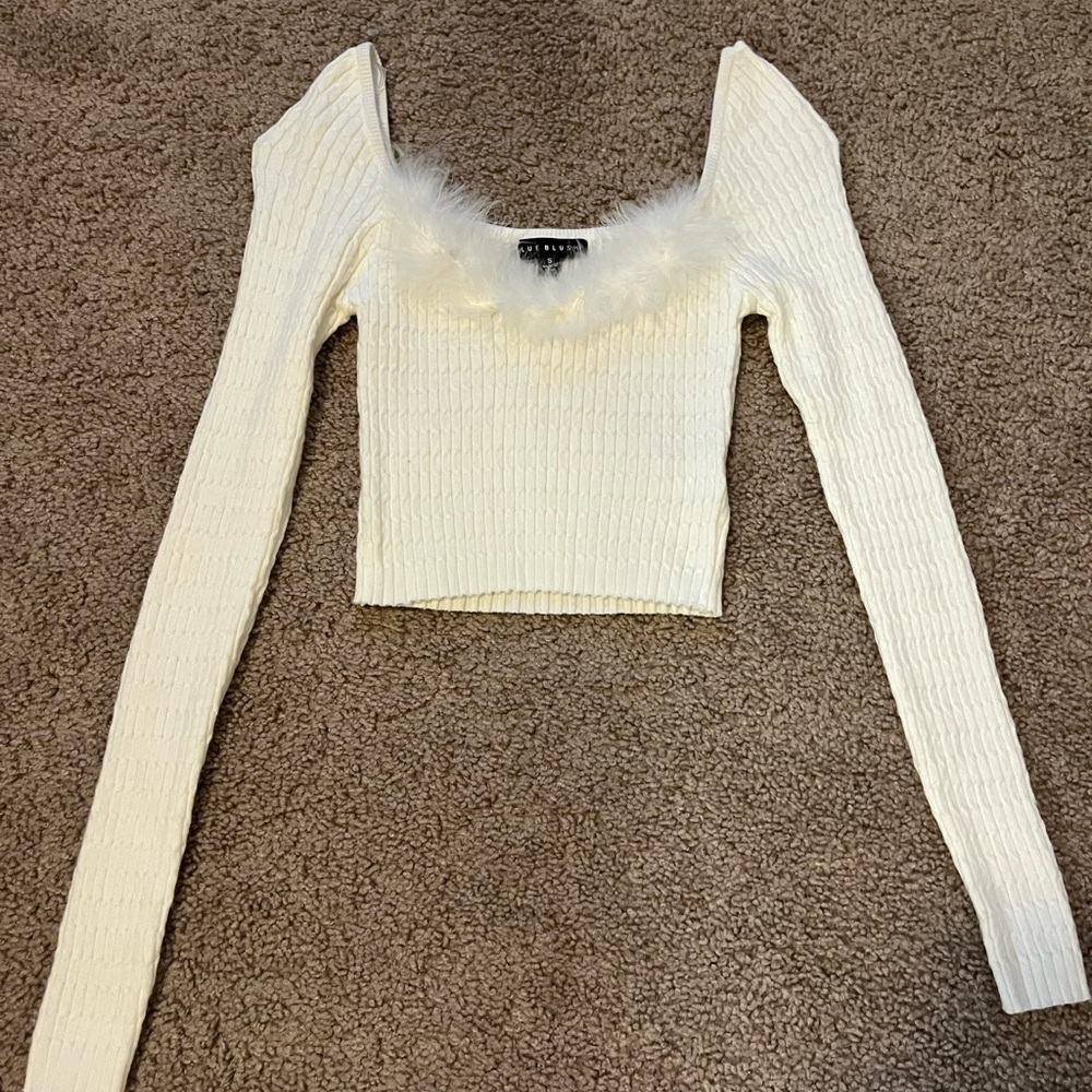 Blue blush fur top